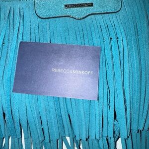 Rebecca Minkoff Aqua fringe leather Crossbody Zippered Bag NWT